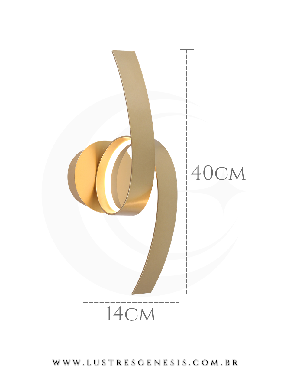 Luminaria de Parede LED Dourado Aluminio DCB03427 12W 3000K 40x14cm, Cabeceira, Espelho do Banheiro, Hall, Varanda, Corredor, Living